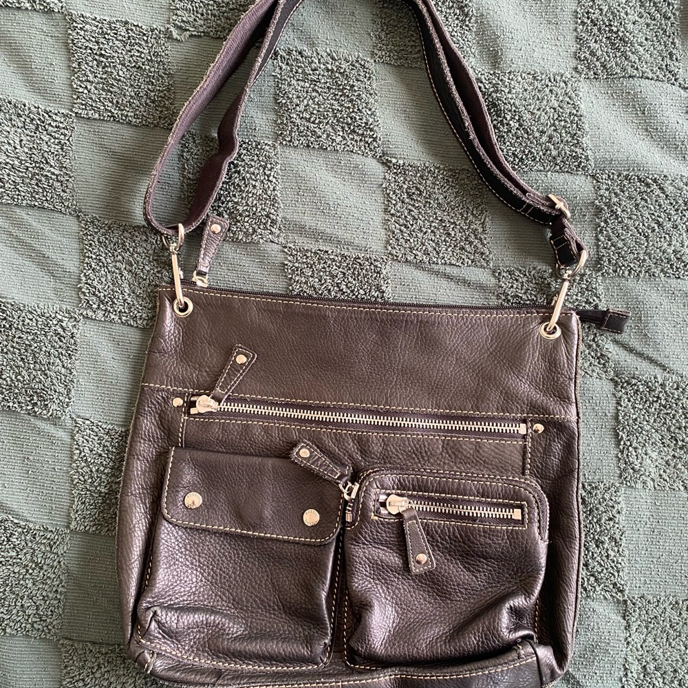 Fossil Black Leather Satchel Shoulder Bag